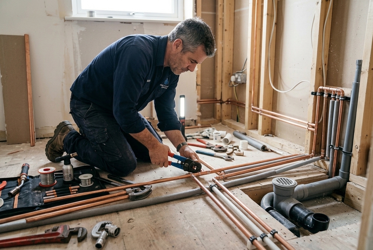 Nieuwe leidingtrajecten professioneel gemonteerd voor keuken- of badkamerverbouwing